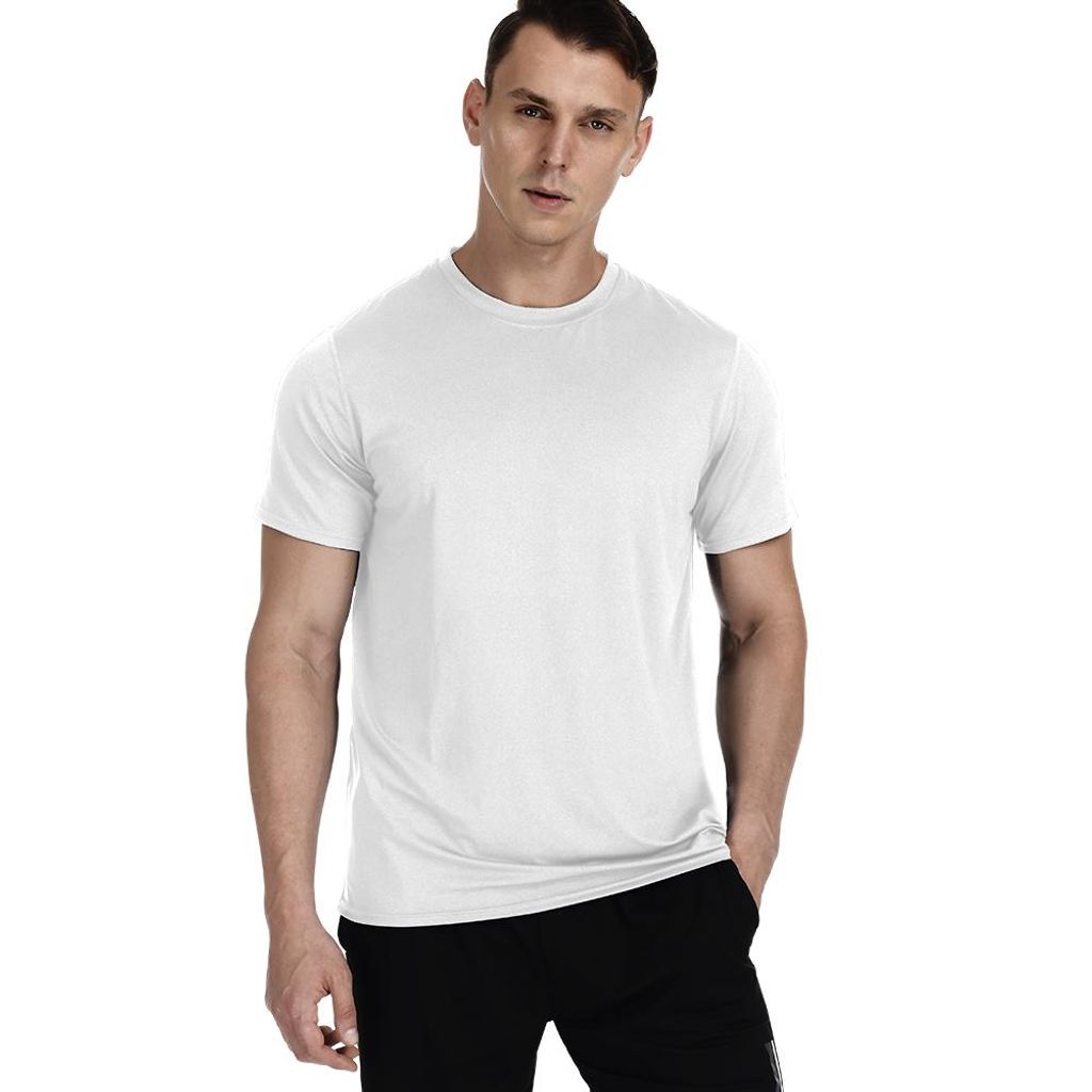 Sport Tshirts Herren Funktionsshirt Schnelltrocknend Atmungsaktive Fitness Trainingsshirt Herren Laufshirt Kurzarm-Weiß-XXL