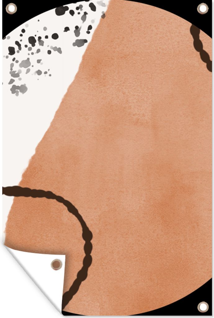 MuchoWow 40x60 cm Outdoor-Poster Gartendeko Sichtschutz Garten Poster für den Garten Punkte - Aquarell - Terrakotta - Schwarz - Weiß