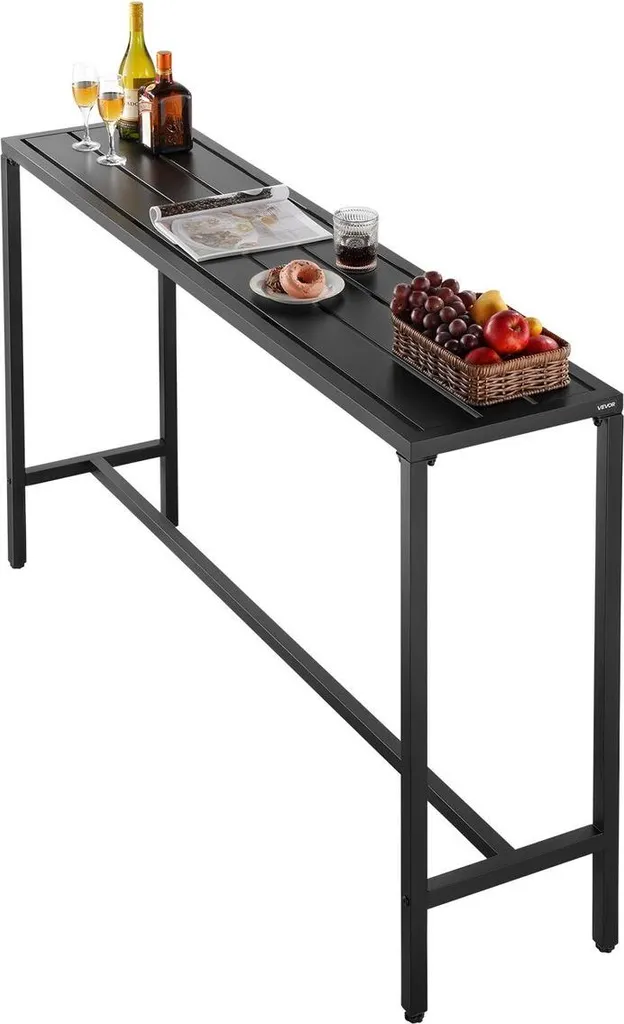 Table de bar d'extérieur 160x37,5 cm avec plateau imperméable robuste