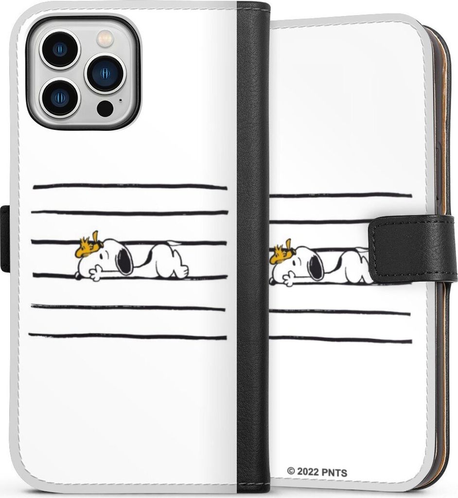 DeinDesign Klapphülle für Apple iPhone 13 Pro Max Handytasche Lederhülle Tasche Hund Peanuts Snoopy