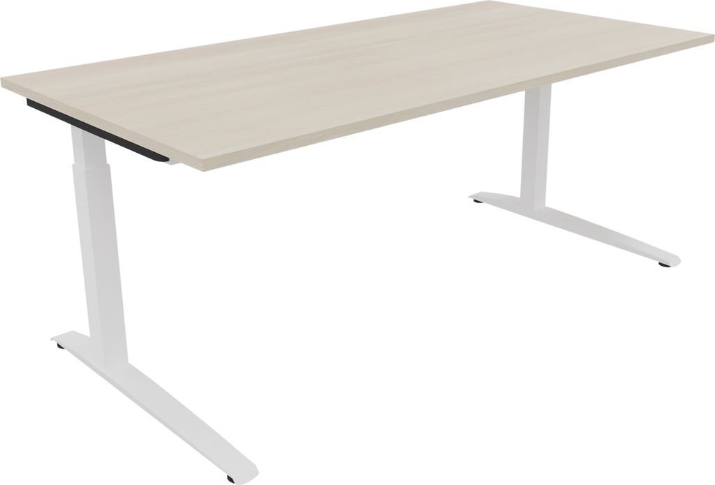 Schreibtisch Kufe Einzels. Quadrat B1800xT900xH650-850 ws/Akazie hell