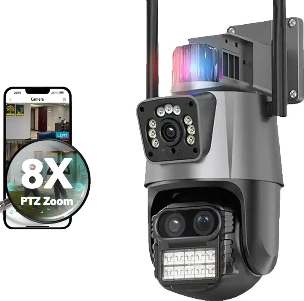 Caméra de sécurité WiFi 6K IP66 contre les cambriolages et les angles morts