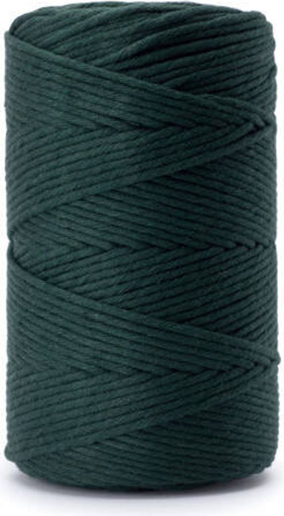 A spool of dark green macrame cord.