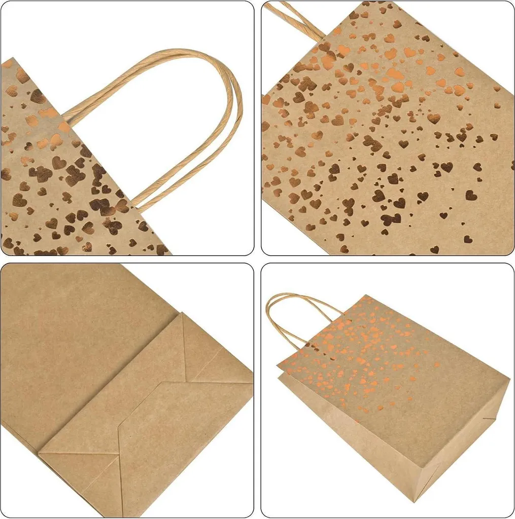 Confezione 10 Sacchetti Regalo In Carta Kraft 22x18x10 Cm – Ecologici, Resistenti, Per Bomboniere E Shopping - 6
