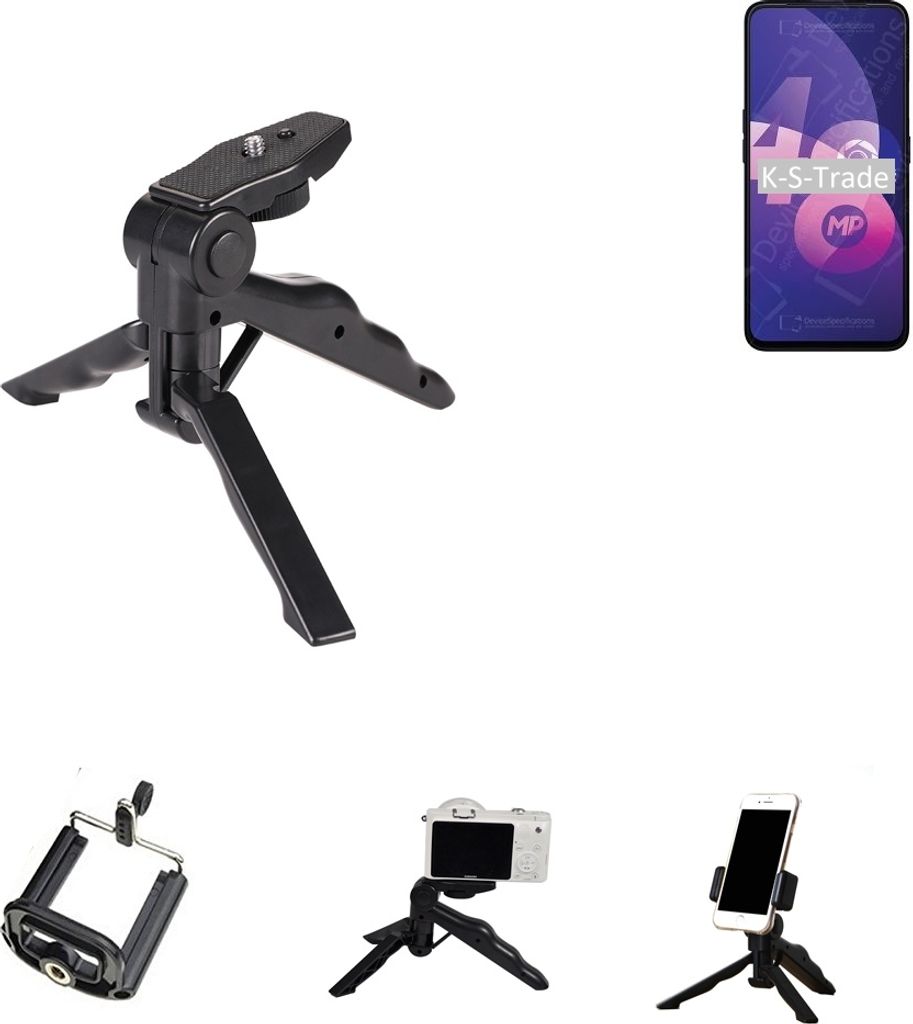 K-S-Trade Stativ Tisch-Ständer Dreibein Handy-Stativ Ständer kompatibel mit Oppo F11 Pro Mini-Stativ Smartphone Tripod Handy-Stativ aus Plastik