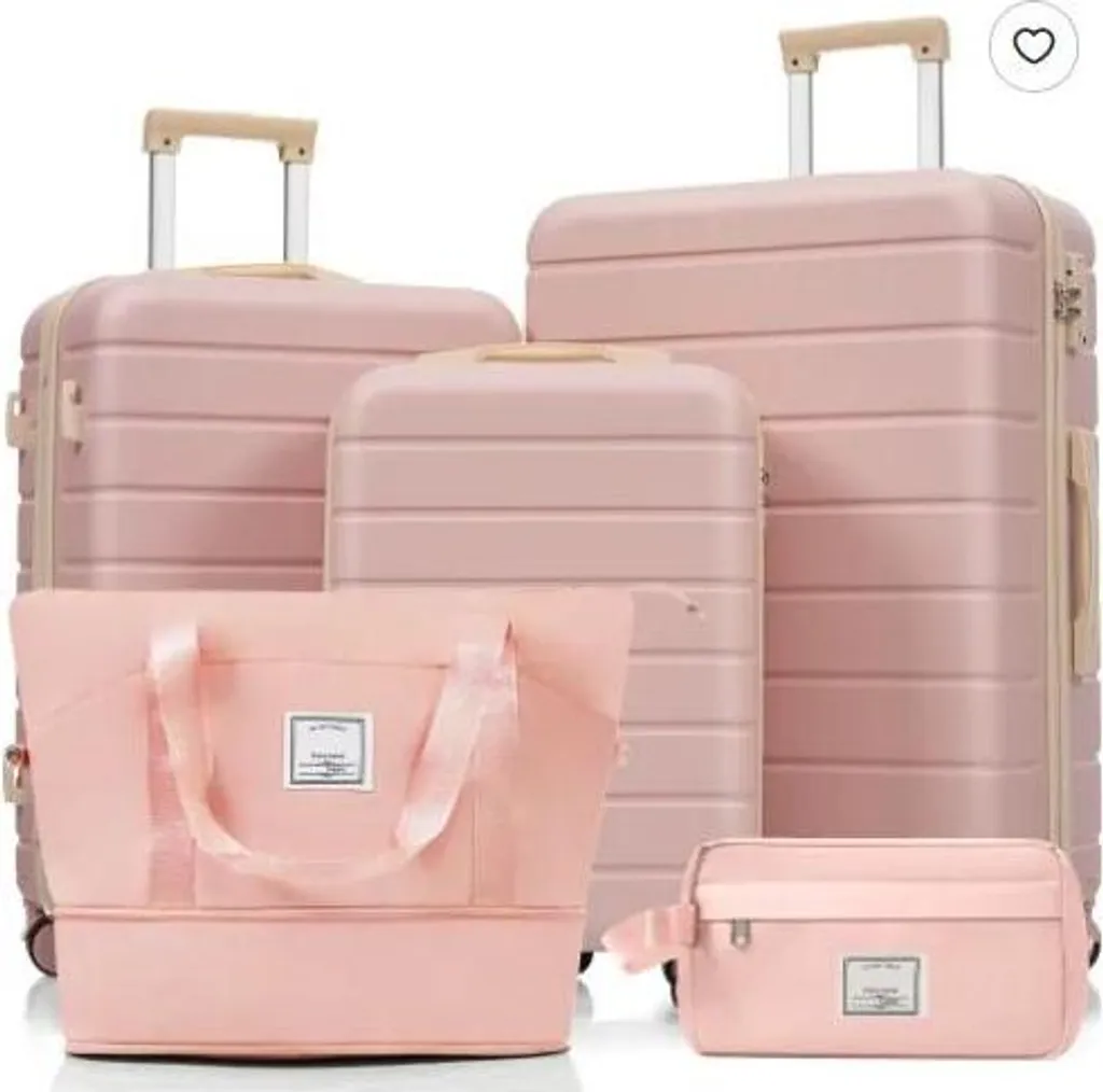 Valises en ABS robuste rose protection TSA serrure intégrée 3pcs