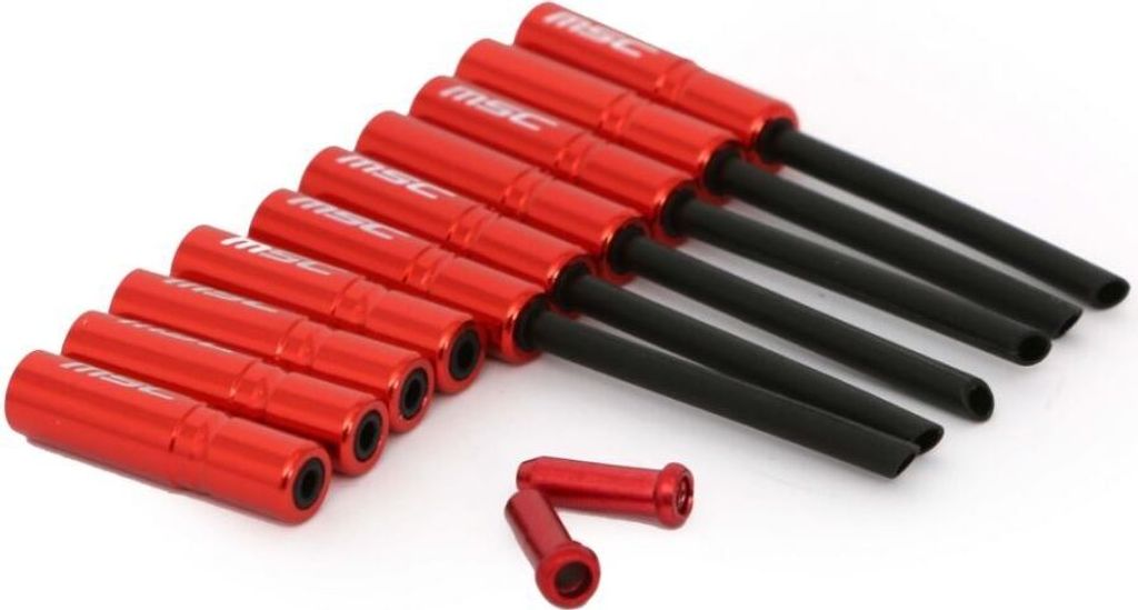 MSC Schaltaussenhülle 4mm Schaltungszug 12tlg Cap Set mit Führung ROT