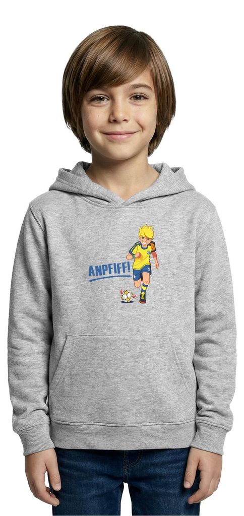 Spreadshirt Teufelskicker Anpfiff Kinder Hoodie, S (5/6 Jahre), Hellgrau meliert