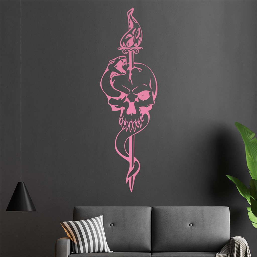 Schlange und Schädel Wandtattoo in 6 Größen - Wandaufkleber Wall Sticker - Dekoration, Küche, Wohnzimmer, Schlafzimmer, Badezimmer