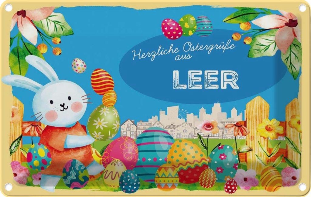 vianmo Blechschild 12x18 cm Ostergrüße LEER Ostern Gruß