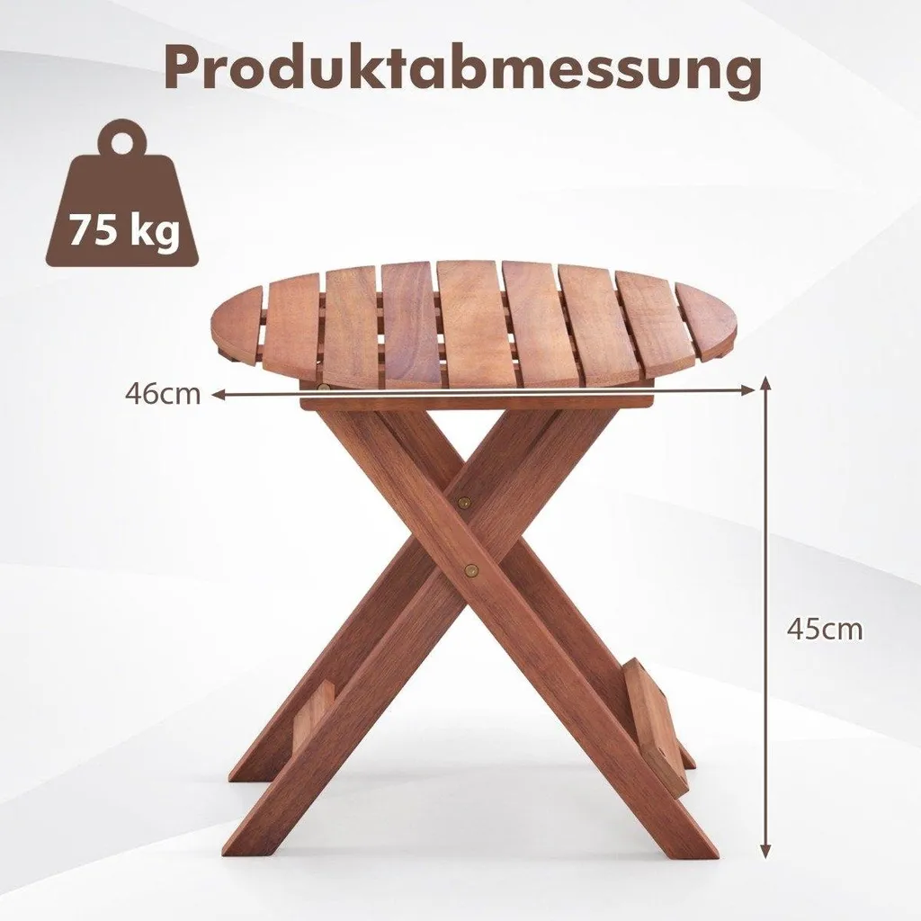 Table d'appoint pliante bois acacia : solution gain de place 46 cm - 3