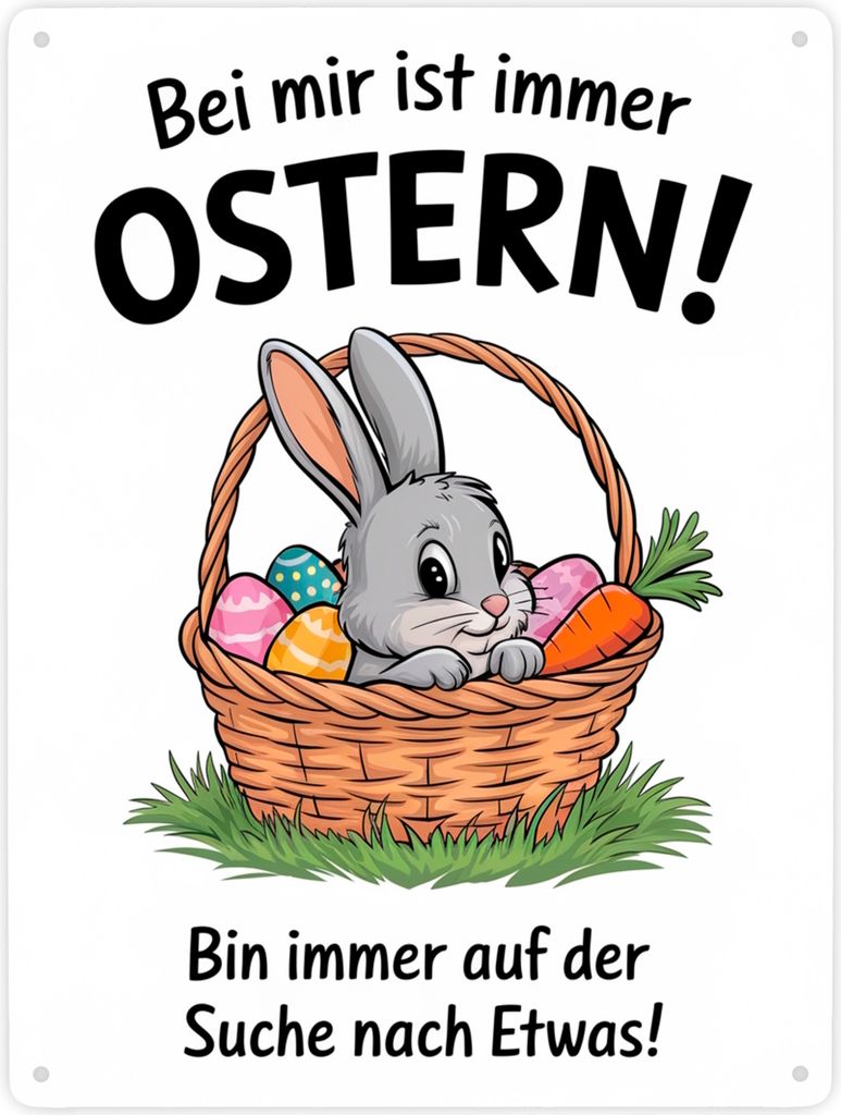Bei mir ist immer Ostern Metallschild XXL in 28x38 cm - suche immer Etwas