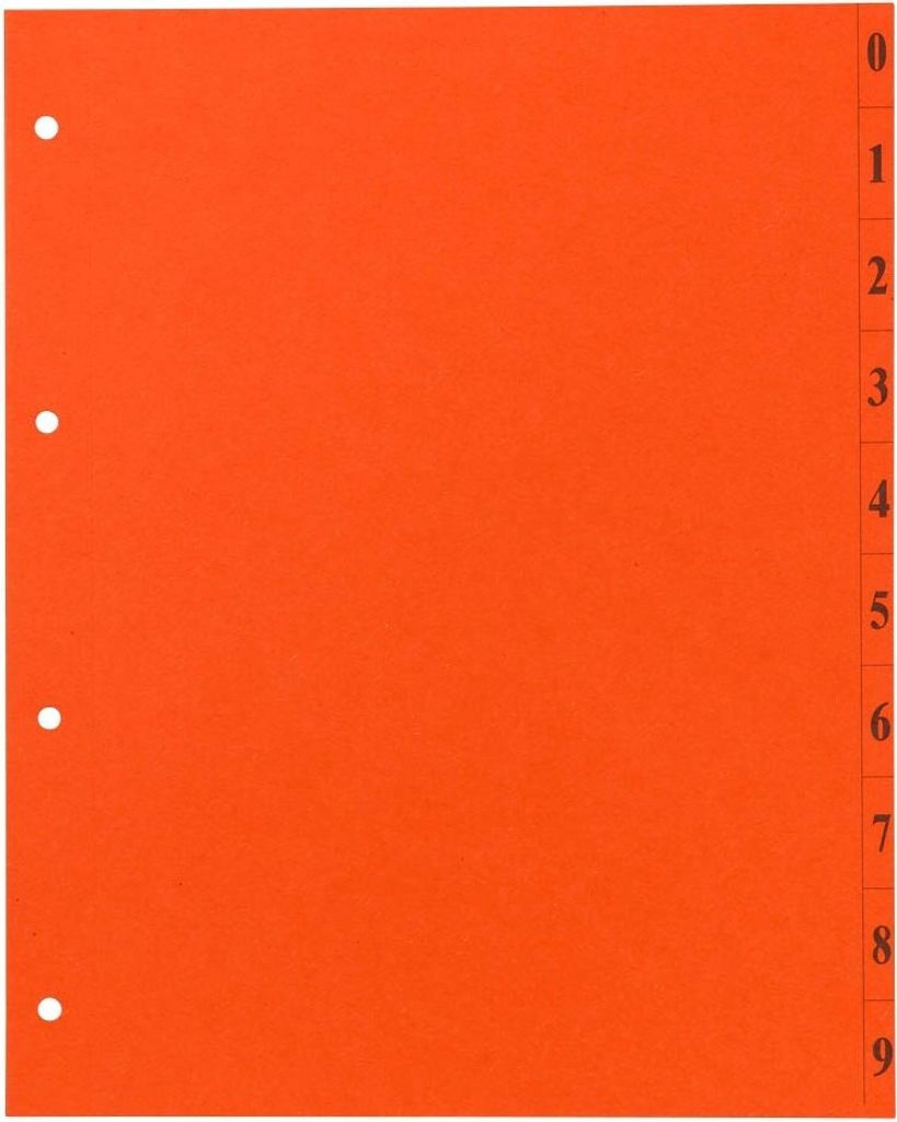 Trennblätter DIN A4 0-9 orange, 250 g/qm, 100 St.