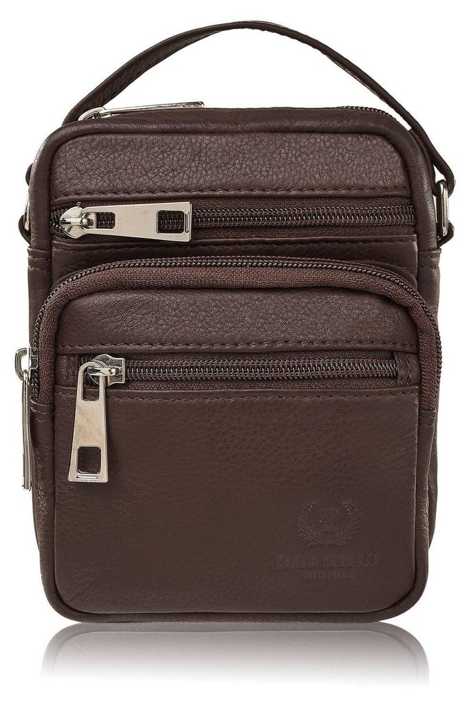 Kleine Leder-Umhängetasche für Herren braun Paolo Peruzzi T-133-BR