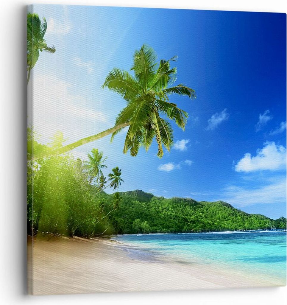Bild auf Leinwand - Leinwandbild - Baum Dschungel Welle Landschaft - 30x30cm - Wand Bild - Wanddeko - Leinwanddruck - Bilder - Kunstdruck - Wanddek...