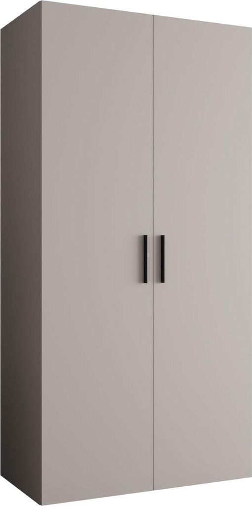 MEBLE KRYSPOL Schrank 100x202x52 cm mit Kleiderstange, 2xTür, BARI, Kaschmir, Griff Schwarz