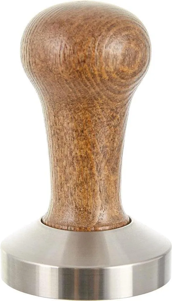 Tamper 58mm en acier inoxydable avec manche en bois brun ergonomique