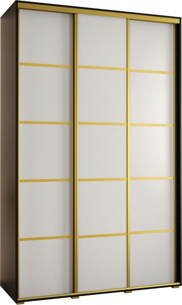 MEBLE KRYSPOL Davos 4 Schrank, drei Türen - 235,2x160x45 cm - Schwarz Weiß Gold