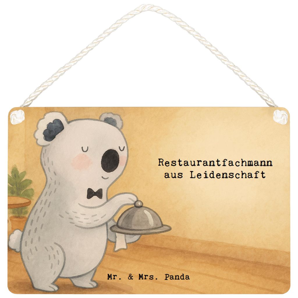 Mr. & Mrs. Panda Schild Restaurantfachmann Leidenschaft Design DIN A4 - Weiß - Geschenk, wandhänger, holzbild, hängeschild, Dekobrett, Holzschild
