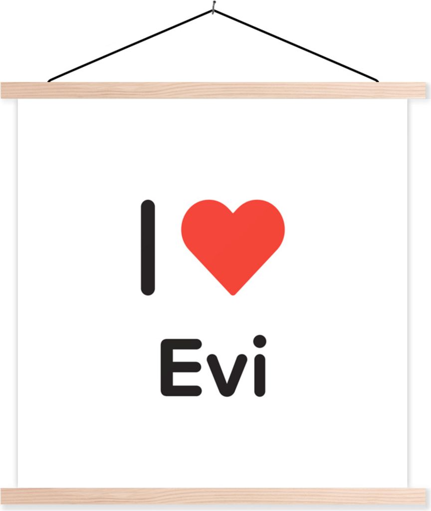 MuchoWow Textilposter Ich liebe - Evi - Mädchen 40x40 cm mit holzfarbenen Rahmen - Posterleiste