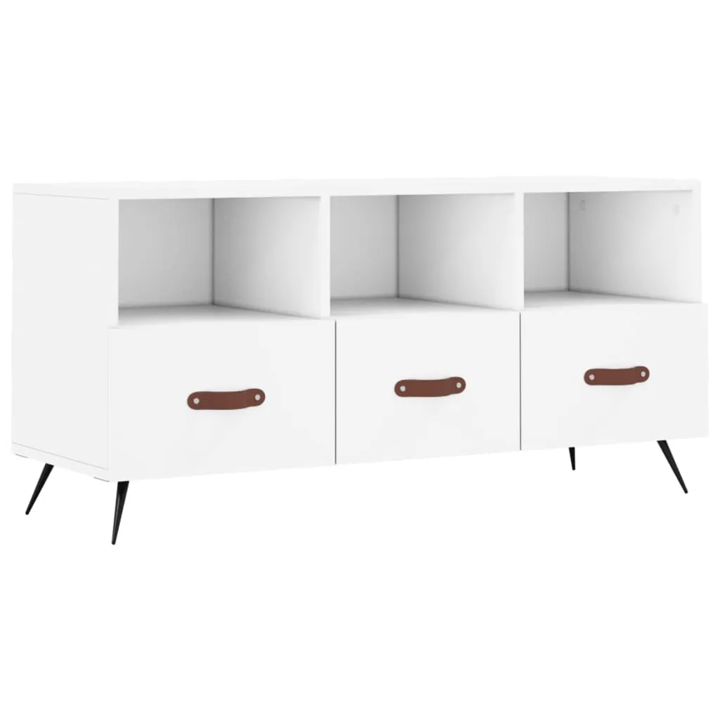 Supporto TV Bianco SYFAX 102x36x50 cm Mobiletto Soggiorno Economico