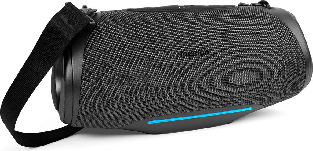 MEDION P61762 tragbarer Bluetooth Lautsprecher (Akku, Bass Boost, Musikbox, RGB Lichteffekte, IPX7 Wasserschutz & robust, integrierte Powerbank, 2X...