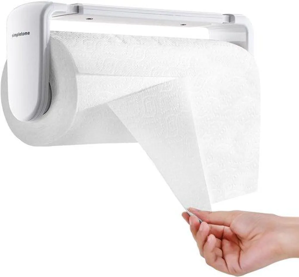 Porte-serviettes en papier à vis Blanc avec bras de fixation réglable