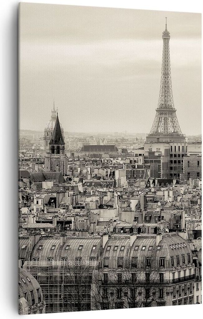Bild auf Leinwand - Leinwandbild - Einteilig - Paris Stadt Zuhause - 80x120cm - Wand Bild - Wanddeko - Wandbilder - Leinwanddruck - Wanddekoration ...