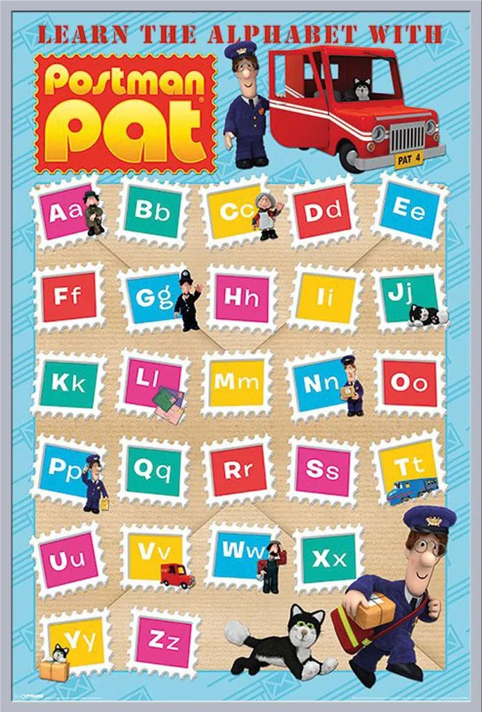 Cadre incassable et affiche Alphabet Postman Pat pour apprendre en sécurité