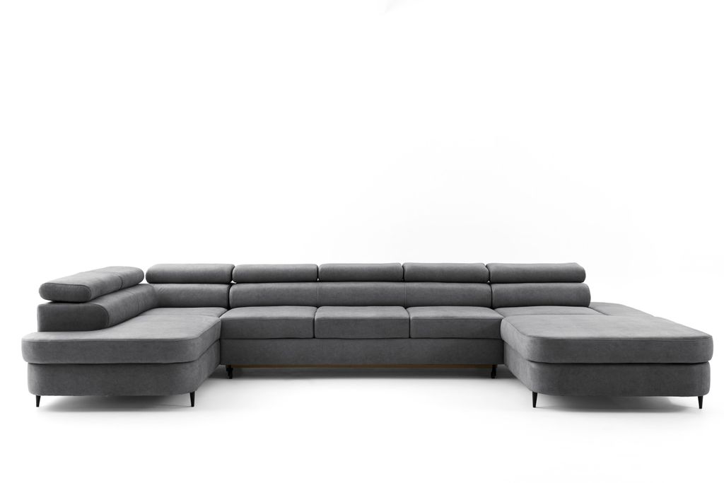 NEXT COLLECTION Ecksofa PRIAM MAXI U , Schlaffunktion, hohe Metallbeine , Dunkelgrau(Vena18)LINKS