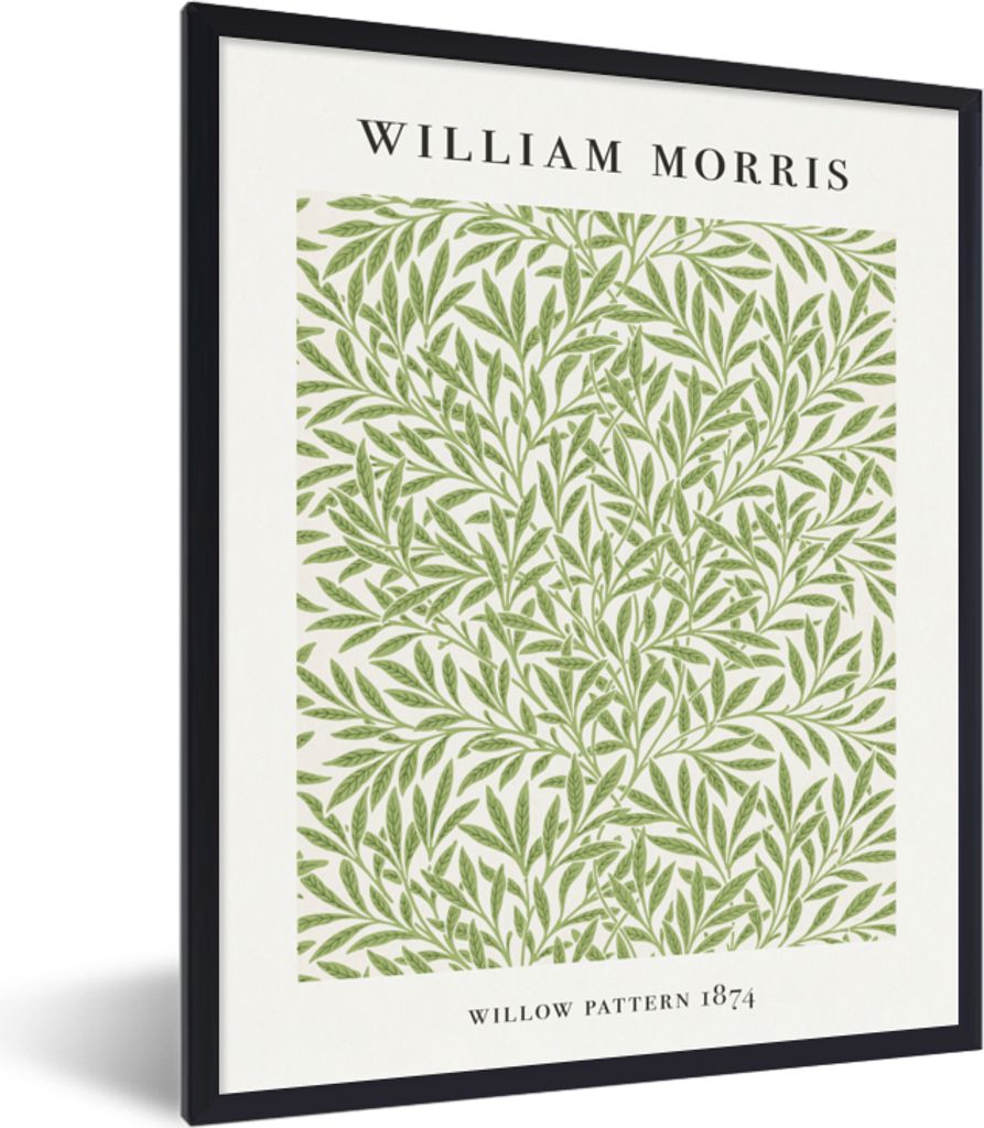 MuchoWow Gerahmtes Poster Blätter - Muster - Grün - Natur 30x40 cm - Poster mit Schwarzem Bilderrahmen Wandposter Rahmen Foto Bilder - Wanddeko...