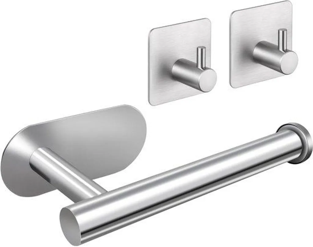 Dévidoir papier WC inox avec double crochet adhésif finition argentée