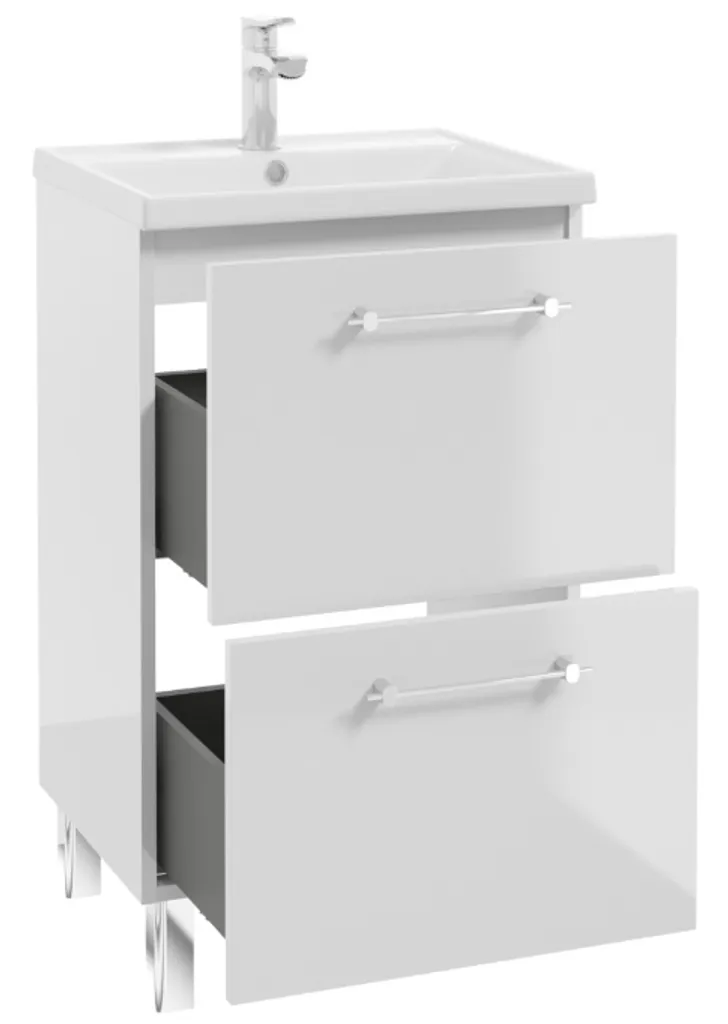 Aménager sa salle de bain : meuble vasque complet 50x80cm blanc brillant