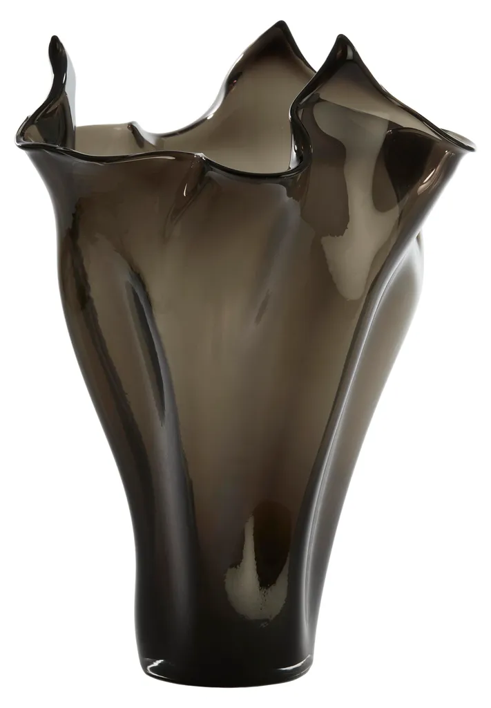 Vase en verre fumé gris RUMI 41 cm - Finition translucide et design épuré