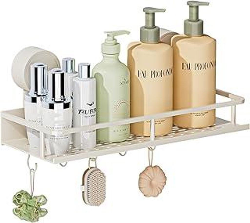 Wisfame Saugnapf Ohne Bohren Duschablage,10kg Tragfähigkeit Badregal für Shampoo Conditioner,Abnehmbare und Rostfreie Badezimmer Organizer mit Gr...