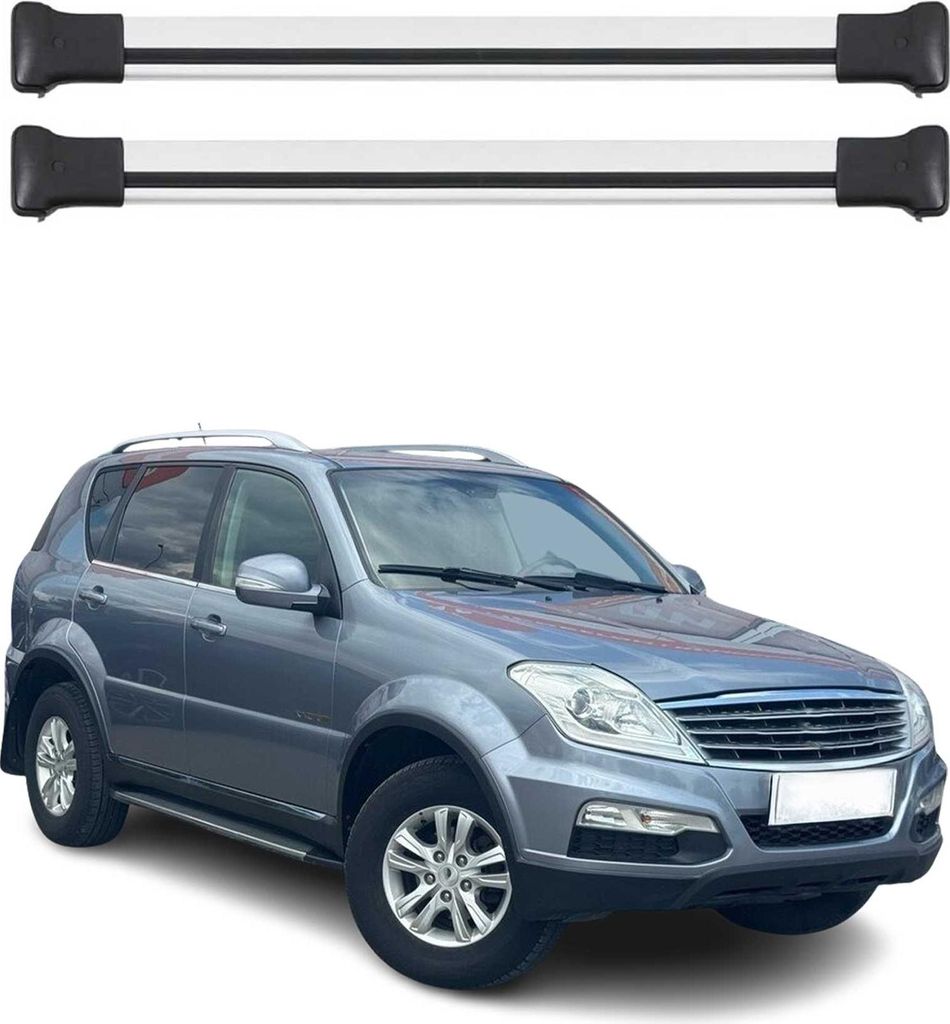 Dachträger Grundtäger für Ssangyong Rexton 2012-2017 75kg Aluminium Silber 2 tlg