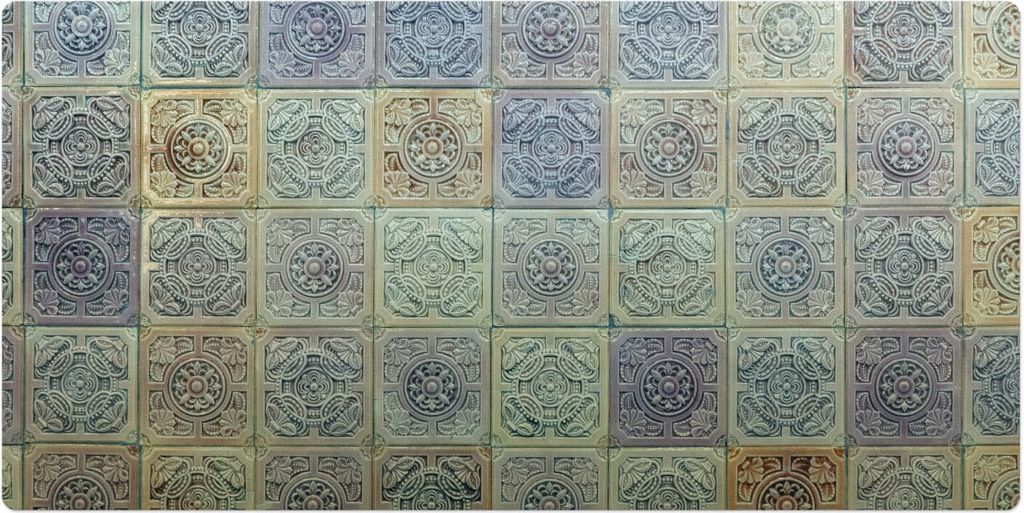 Retro-Vintage-Fliesen– Schreibtischunterlage – Schreibtisch Tischunterlage – 90x45 cm – Unterlage Groß Schreibtischmatte