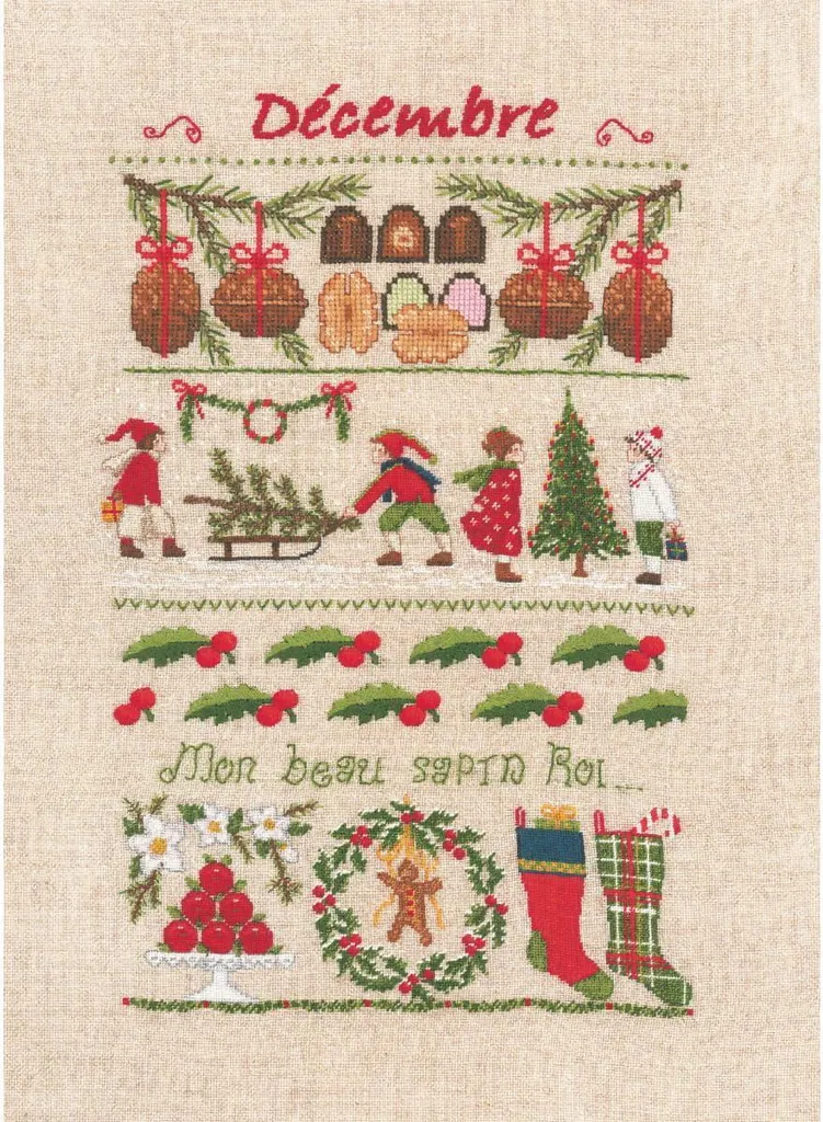 Kit broderie Le Bonheur des Dames Décembre point de croix 18x28cm