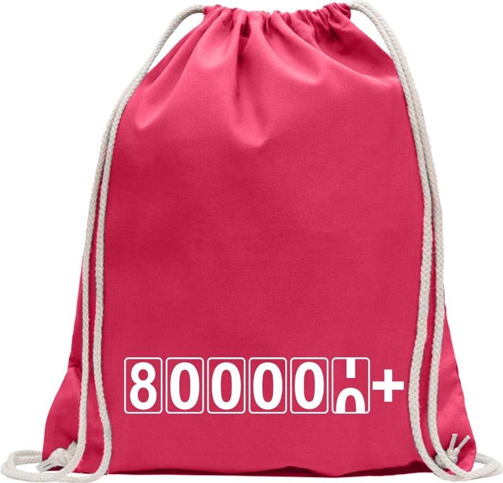 Kiwistar - Turnbeutel - pink - 800000+ km Kilometerzähler - Fun Rucksack Sport Beutel Gymsack Baumwolle mit Ziehgurt