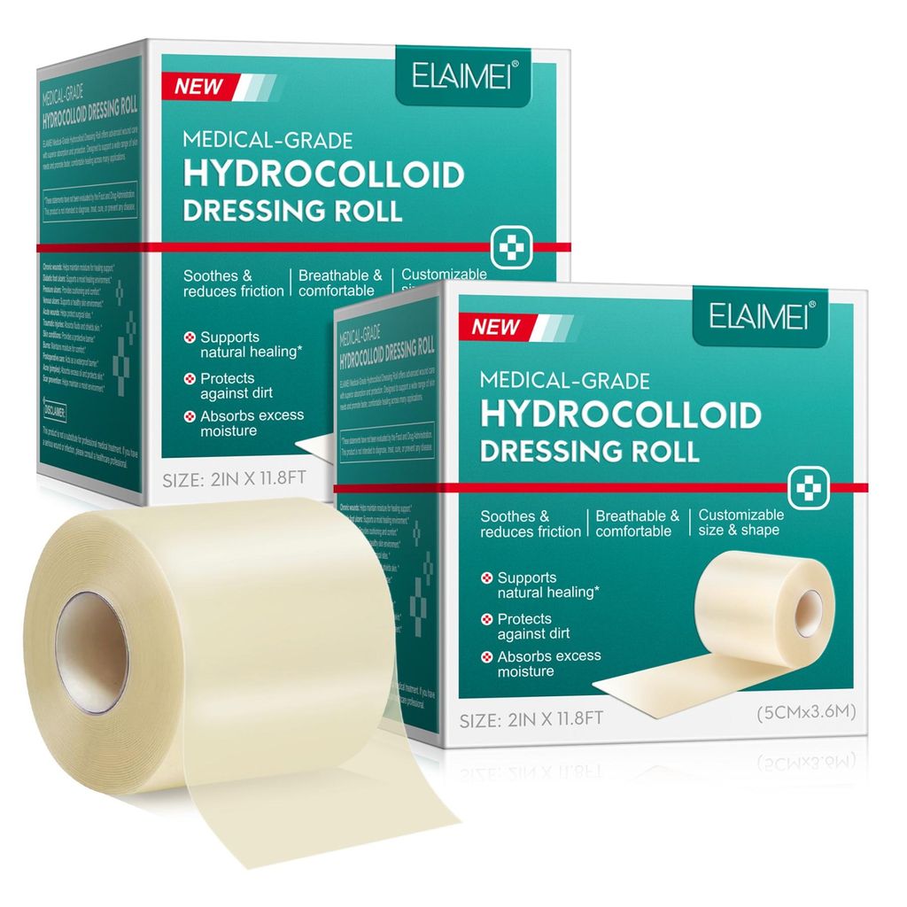 Hydrocolloid Wundpflaster Wundverband Pflaster Rolle Selbstklebend Wasserfest, 2x 5cmx3,6m