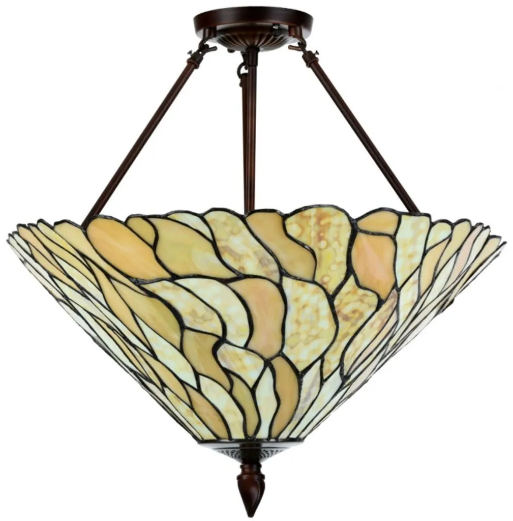 Plafonnier Tiffany Anti-Éblouissement - Vitrail de Luxe pour un Salon Cosy