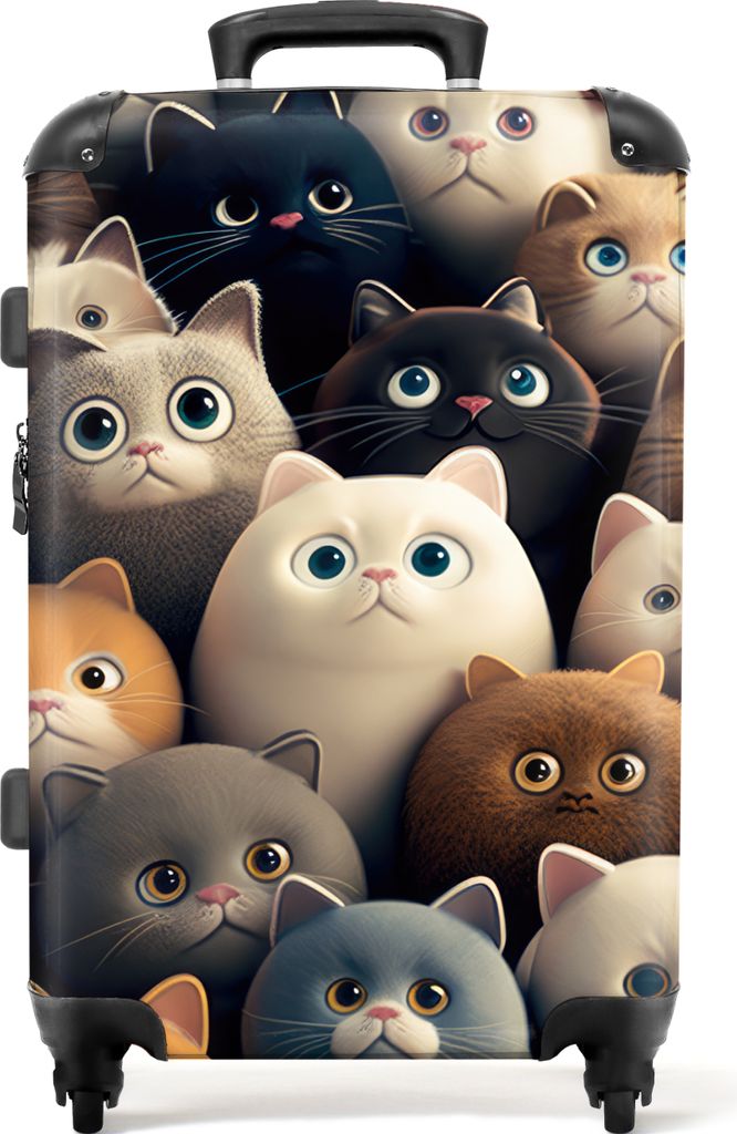 NoBoringSuitcases.com Großer Koffer - Katzen - Tiere - Katze - Design - Mädchen - Jungen - Kombinationsschloss TSA - Hartschalen Trolley 4 Roll...