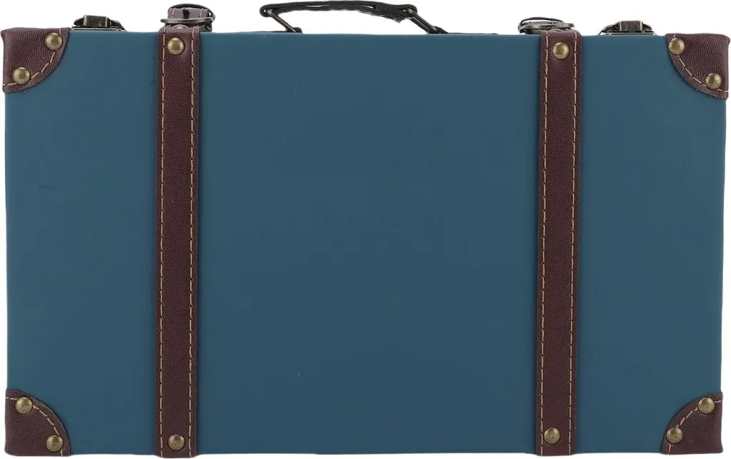 Valise vintage style industriel en bois composite et cuir PU décorative