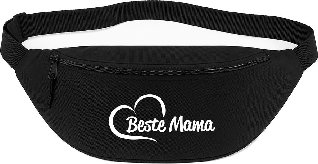 Huuraa Bauchtasche Beste Mama Herz 2,5 Liter Black Polyester Crossbody Bag Geschenkidee