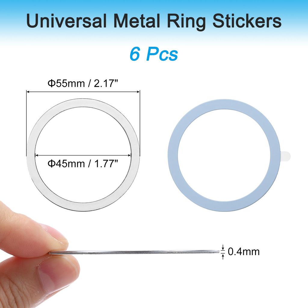 6 Stš¹ck Aufkleber Magnet Ring, Durchmesser 55mm Magnetring Handy, fš¹r Kabellosem Laden, Handyhalter, Kabellosem Autohalter (Blau)