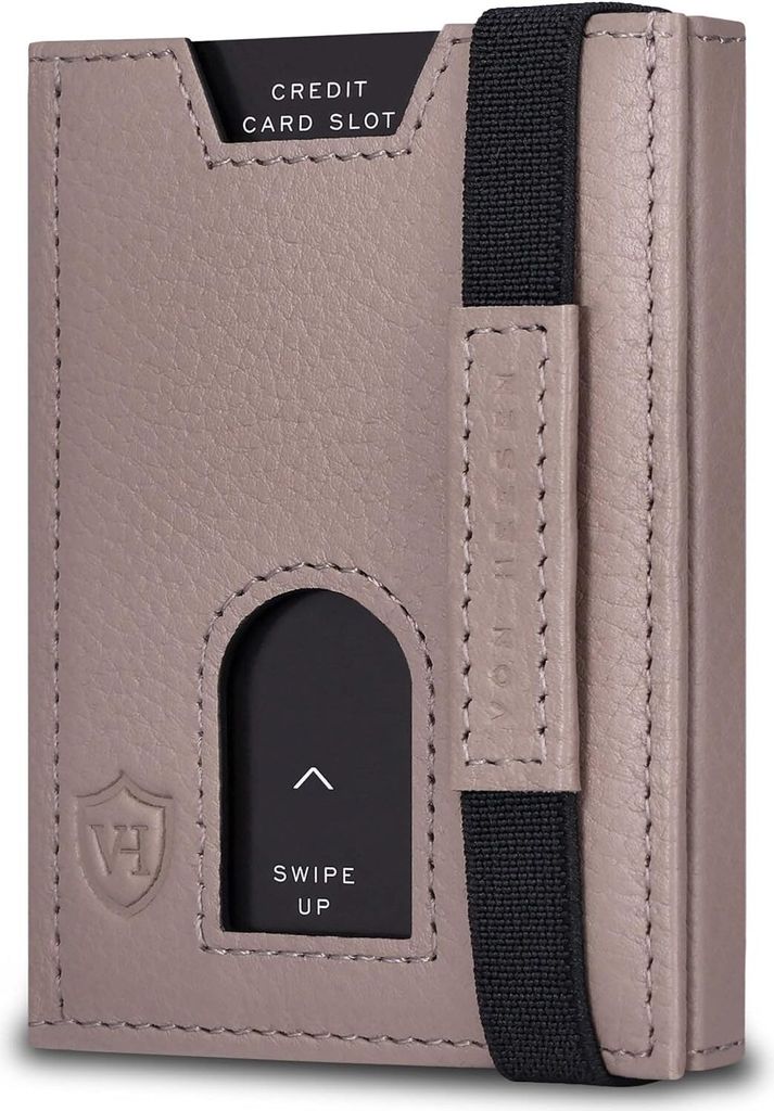 Slim Wallet mit XL Münzfach & RFID-Schutz - Leder Geldbeutel - Mini Geldbörse für Herren und Damen - Kartenetui Echtleder Karten Portemonnaie klein