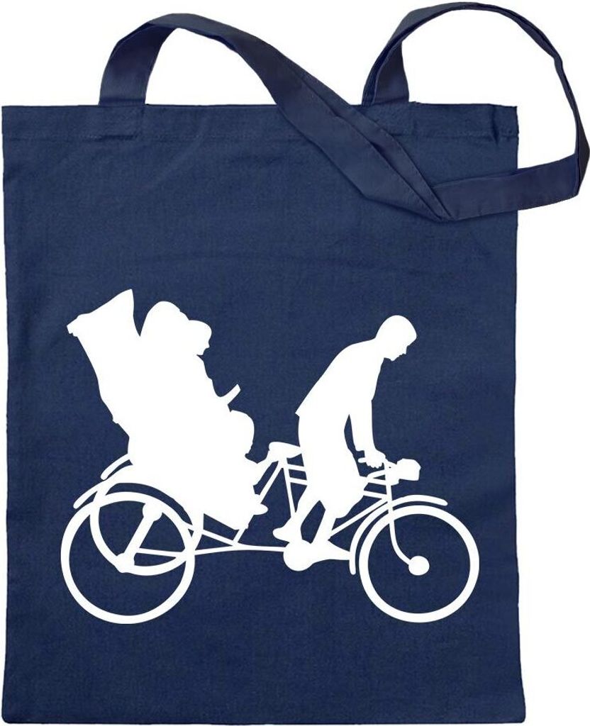 Kiwistar - Baumwolltasche - dunkelblau - Fahrradrikscha Fahrer Dreirad - Tragetasche Stoffbeutel Umhängetasche langer Henkel