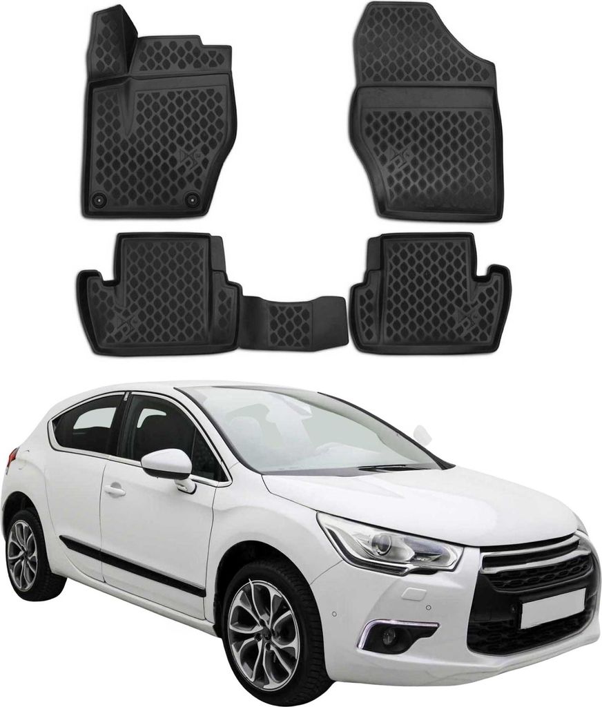 OMAC Gummimatten Fußmatten für Citroen DS4 2011-2015 TPE Automatten Schwarz 4x