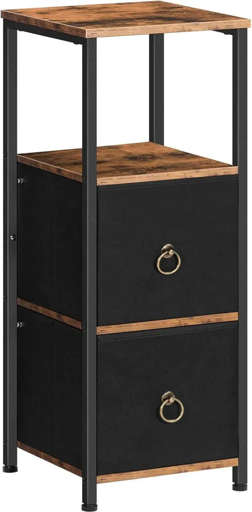 HOOBRO Armoire de Salle de Bains avec 2 Tiroirs en Tissu Marron Vintage