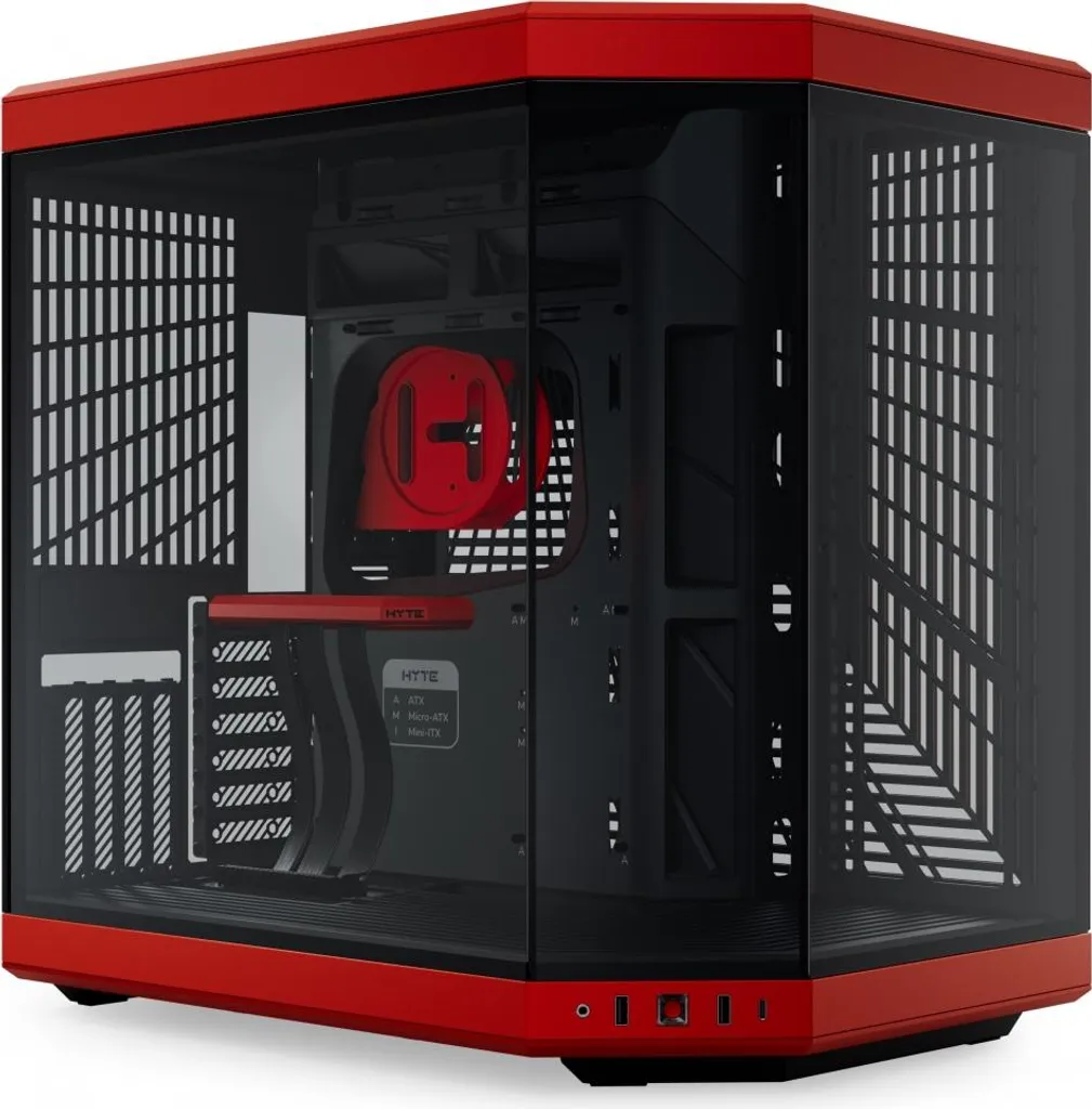 HYTE Y70 Midi Tower Noir et Rouge - Boîtier PC Gaming E-ATX Esthétique